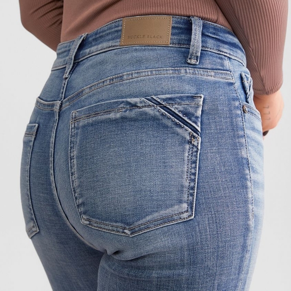 Sz 14 CURVY Buckle BLACK Fit 93 Ankle Skinny Jeans sz 32 - Picture 3 of 8